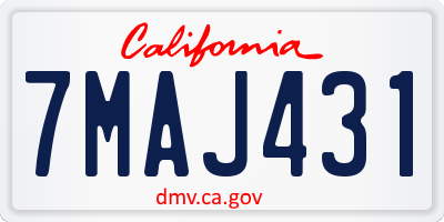 CA license plate 7MAJ431