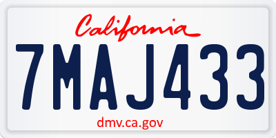 CA license plate 7MAJ433