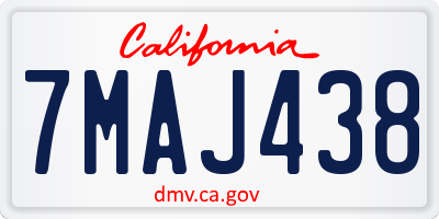 CA license plate 7MAJ438