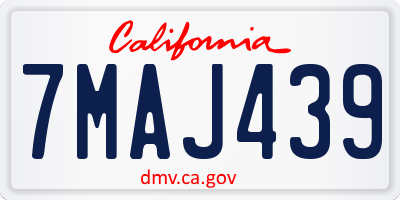 CA license plate 7MAJ439