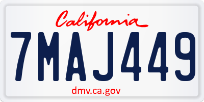 CA license plate 7MAJ449