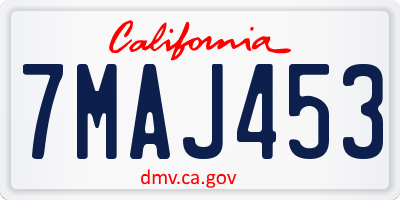 CA license plate 7MAJ453