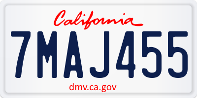 CA license plate 7MAJ455