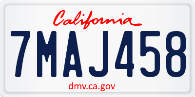 CA license plate 7MAJ458