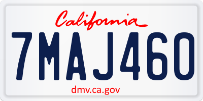 CA license plate 7MAJ460