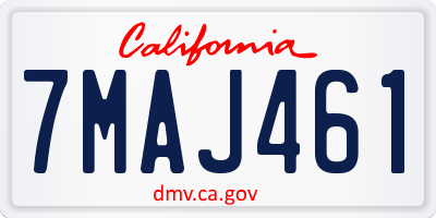 CA license plate 7MAJ461