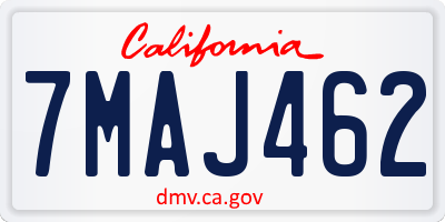 CA license plate 7MAJ462