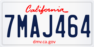 CA license plate 7MAJ464