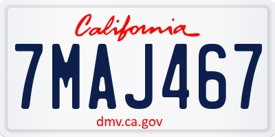 CA license plate 7MAJ467