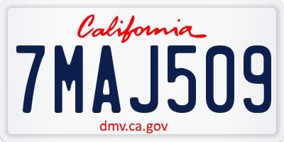 CA license plate 7MAJ509