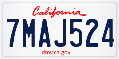 CA license plate 7MAJ524