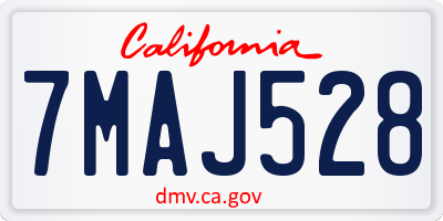 CA license plate 7MAJ528
