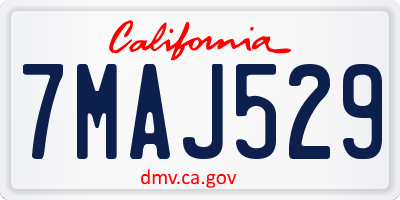 CA license plate 7MAJ529