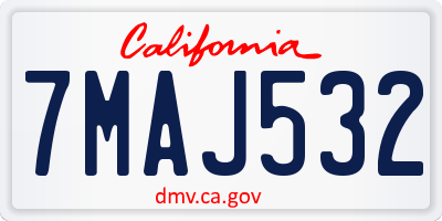 CA license plate 7MAJ532