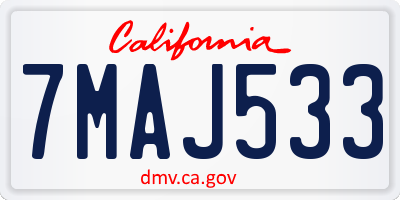 CA license plate 7MAJ533