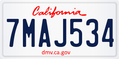 CA license plate 7MAJ534
