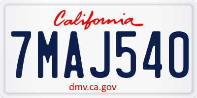 CA license plate 7MAJ540