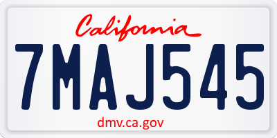 CA license plate 7MAJ545