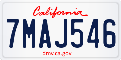 CA license plate 7MAJ546