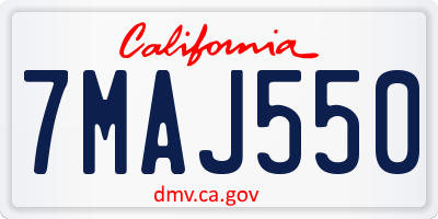 CA license plate 7MAJ550