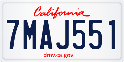 CA license plate 7MAJ551