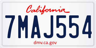 CA license plate 7MAJ554