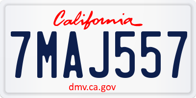 CA license plate 7MAJ557