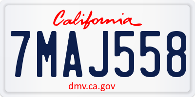 CA license plate 7MAJ558