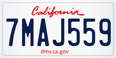 CA license plate 7MAJ559