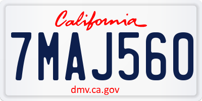 CA license plate 7MAJ560