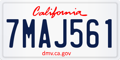 CA license plate 7MAJ561