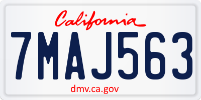 CA license plate 7MAJ563