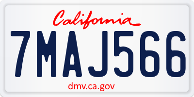 CA license plate 7MAJ566