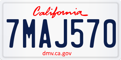 CA license plate 7MAJ570