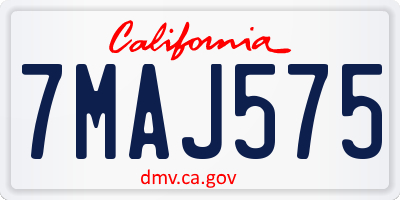 CA license plate 7MAJ575
