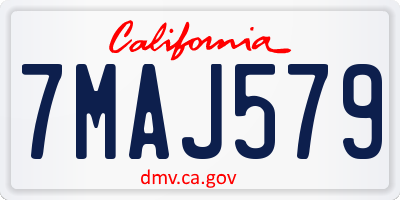 CA license plate 7MAJ579