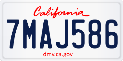 CA license plate 7MAJ586