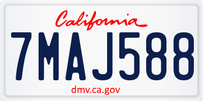 CA license plate 7MAJ588