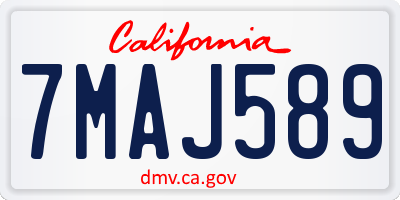 CA license plate 7MAJ589