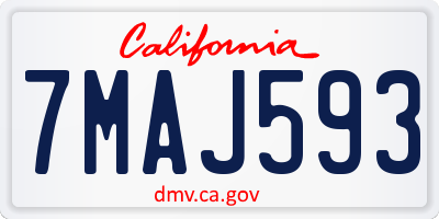 CA license plate 7MAJ593