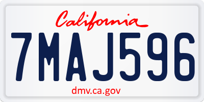 CA license plate 7MAJ596