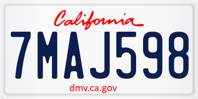 CA license plate 7MAJ598