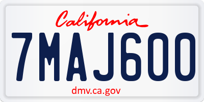 CA license plate 7MAJ600