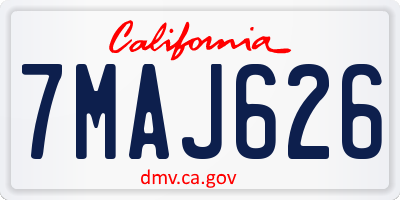 CA license plate 7MAJ626