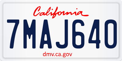 CA license plate 7MAJ640