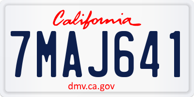 CA license plate 7MAJ641