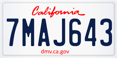 CA license plate 7MAJ643