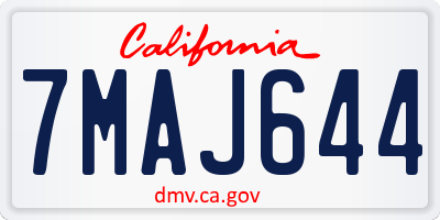 CA license plate 7MAJ644