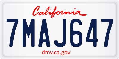 CA license plate 7MAJ647