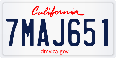 CA license plate 7MAJ651